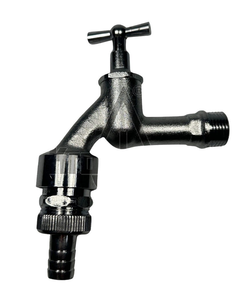 Auslaufventil, 1/2" verchromt matt m. RV und RB