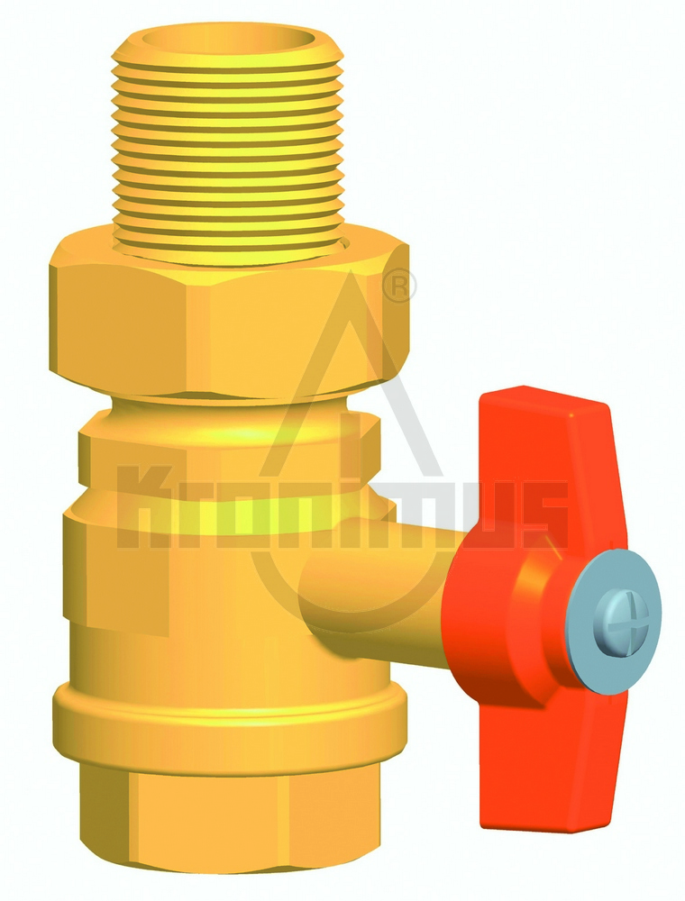 Kugelhahn 1 1/4" IGxAG, m. Flügelgriff u. Verschraubung