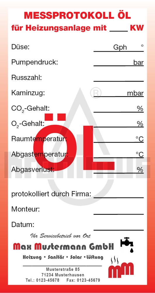 310703350 Service-Etiketten Öl - rot mit Firmeneindruck 500 Stück