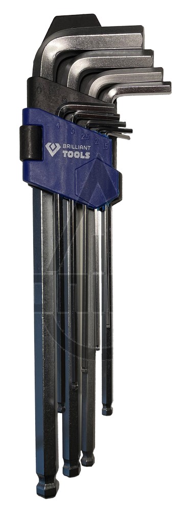45019-Unbussatz-lang BRILLIANT TOOLS Winkelstiftschlüssel-Satz, 9-tlg, Innensechskant-Profil, lang