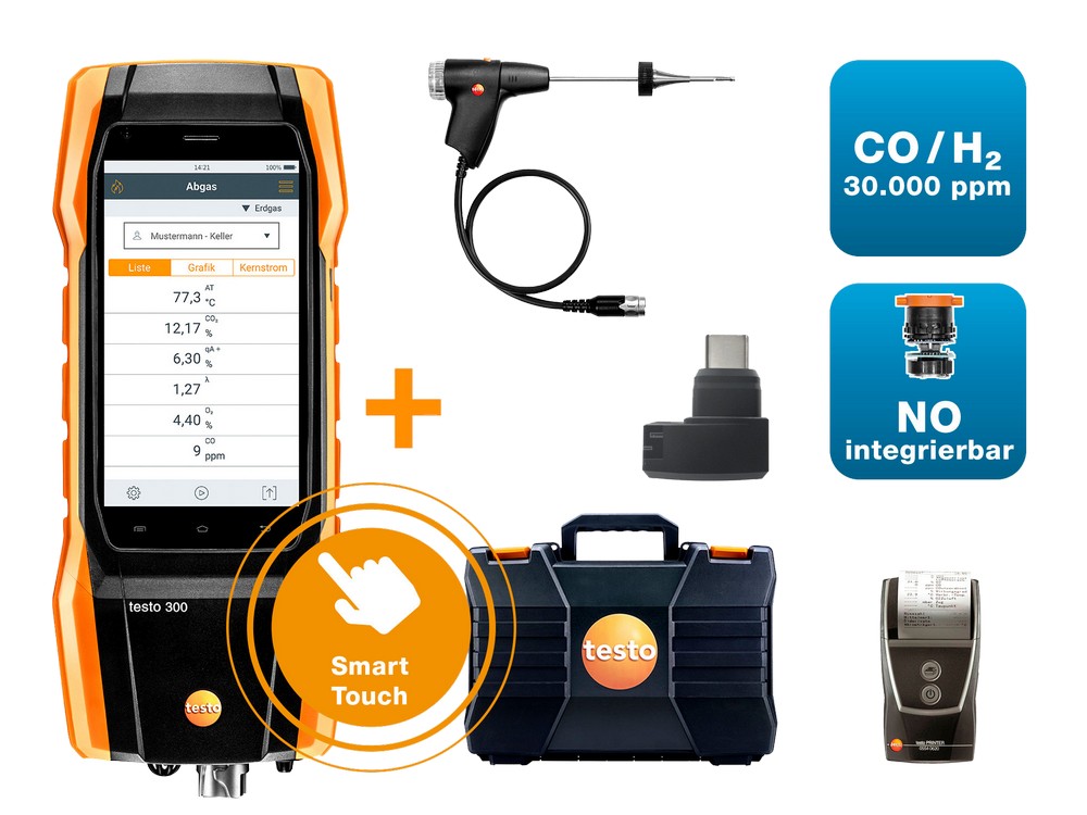 310727001-testo-300-Next-Level-Set-DE-COH2-30000ppm-NOintegrable-printer-case Testo 300 Profi Set - Set 0564 3004 05