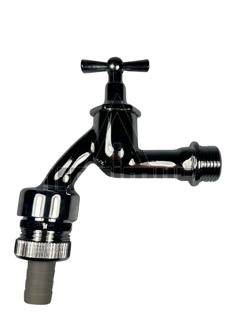 Auslaufventil, 1/2" verchromt poliert m. RV und RB