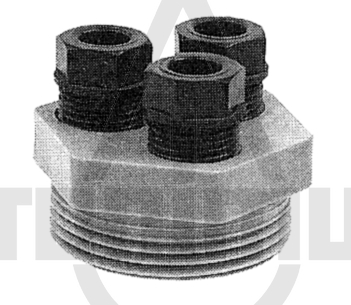 Stopfbuchsverschraubung dreifach Kunstoff 1 1/2" x 8/10/12 mm