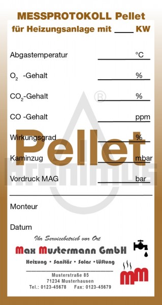 Service-Etiketten Pellet - braun MIT Firmeneindruck 1000 Stück
