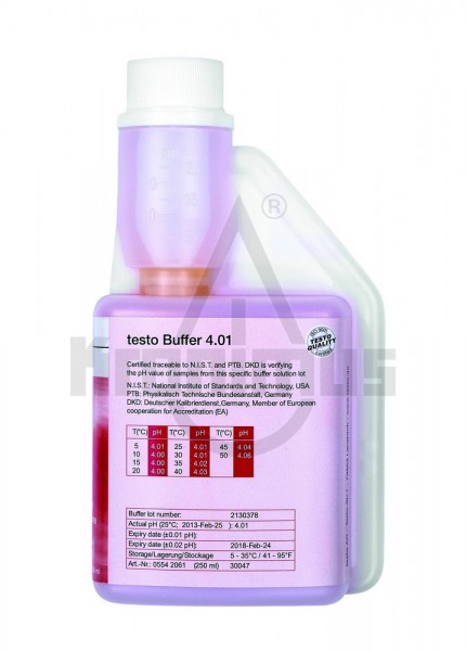 pH Pufferlösung 4.01 in 250 ml Dosierflasche für T 206