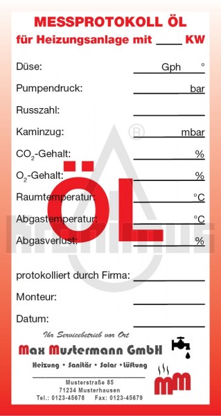 Service-Etiketten Öl - rot mit Firmeneindruck 1000 Stück