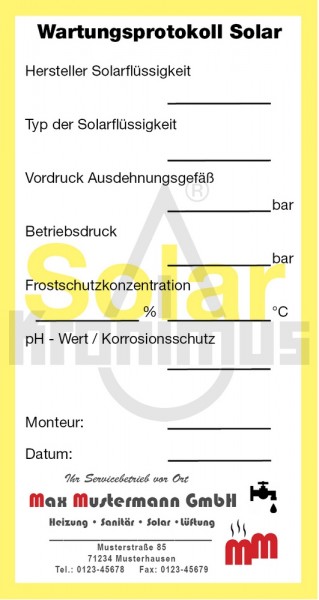 Service-Etiketten gelb - Solar mit Firmeneindruck 1000 Stück